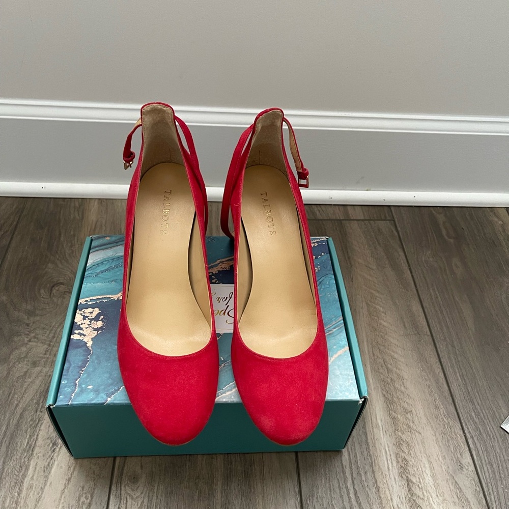 Talbots Red Heels Elegant Suede Design